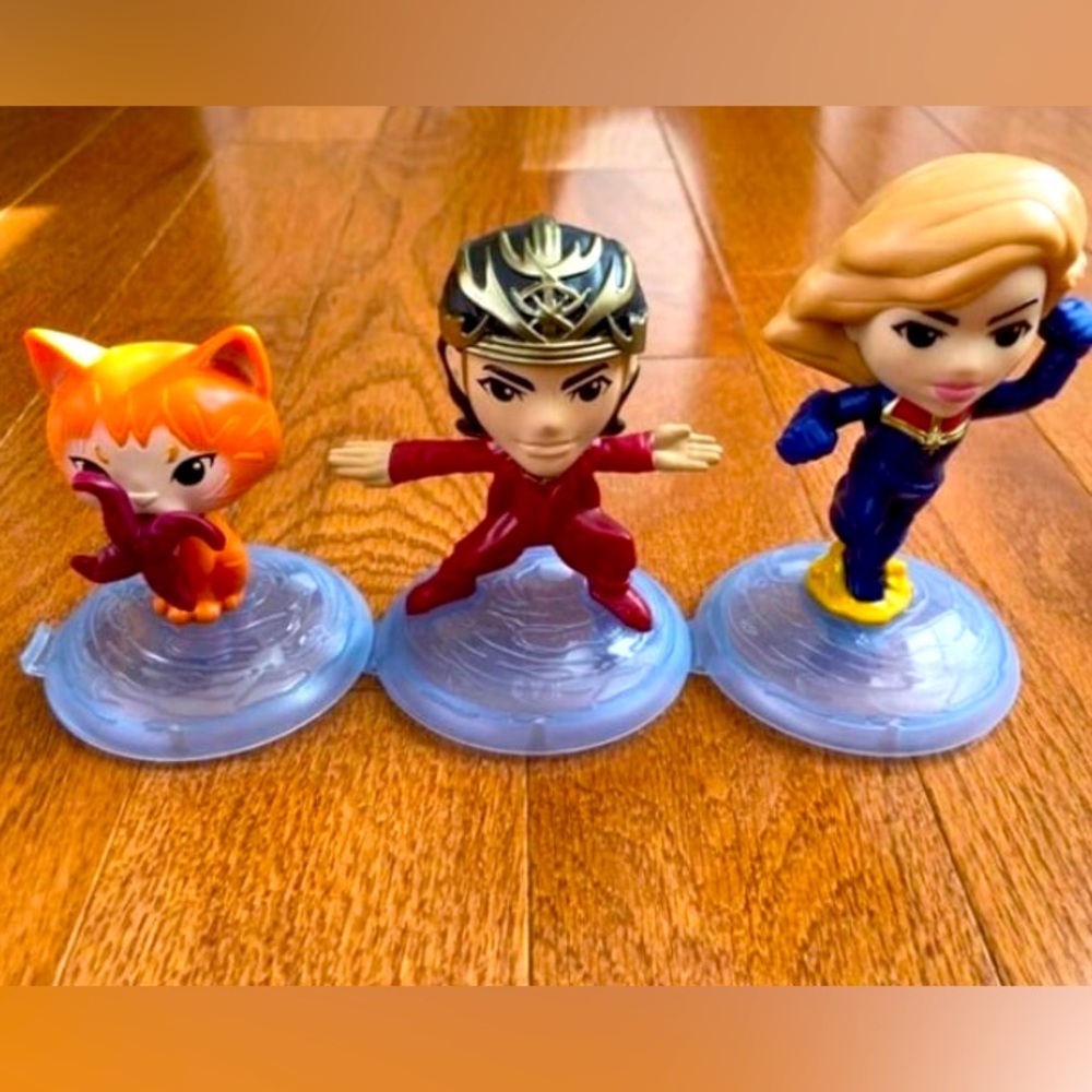 3 Marvels McDonald’s Toys Goose, Prince Yan, Captain Marvel